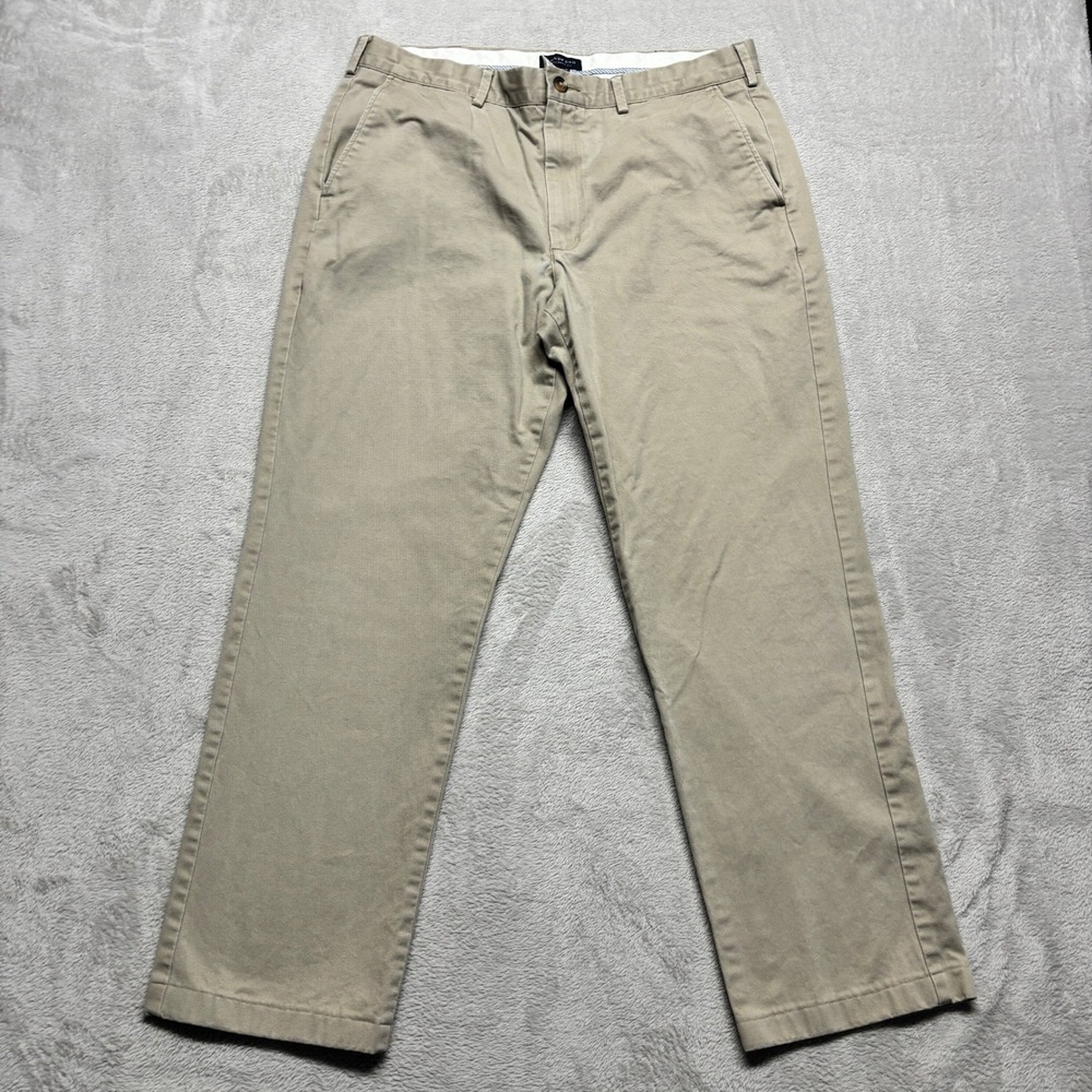 Lands End Mens Chino Pants 36x29 Khaki Tan Tailored Fit Cotton Flap Pockets